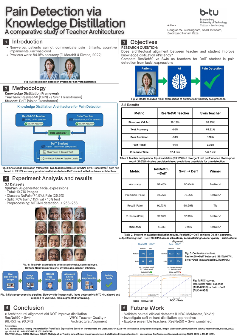 Pain Detection via Knowledge Distillation